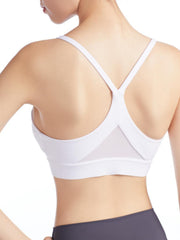 Women's Solid Shockproof Racer Back Yoga Sports Bra