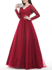 Mesh Lace Long Sleeve Dress Evening Cocktail Long Dress