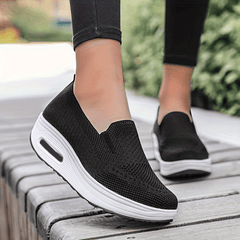 Women's Knit Slip-On Sneakers Air Cushion Comfort Walking Shoes