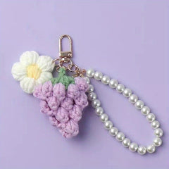 Creative Fruit Key Chain for Girls Hand Woven Accessory for Backpack Purse Car