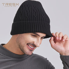 Knitted Cap With Fleece Lining Winter Beanie Hat