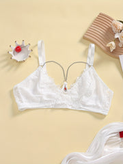 Floral Lace Rhinestone Wire-Free Soft Lingerie Bra