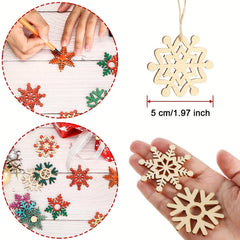 30pcs Kids' Christmas Crafts Snowflake Wooden Chips Decoration