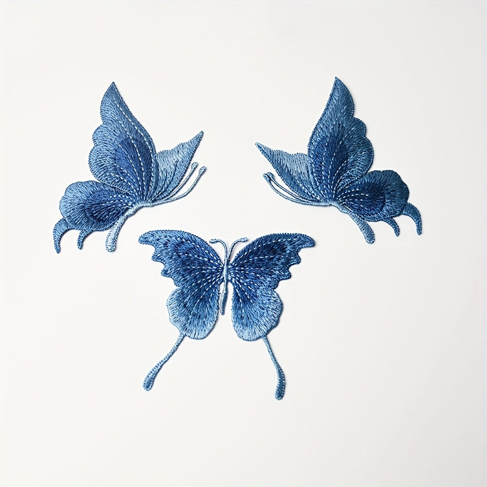 3pcs Set Lace Embroidered Butterfly Patches Sew On Clothes Applique
