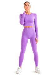 Women's High Waist Yoga Set Long Sleeve Fitness Top & Leggings