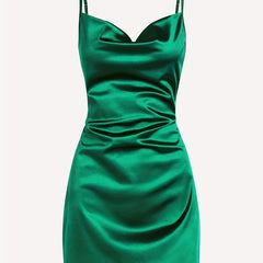Solid Cowl Neck Bodycon Cami Dress