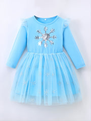 Girls' Long Sleeve Mesh Princess Dress