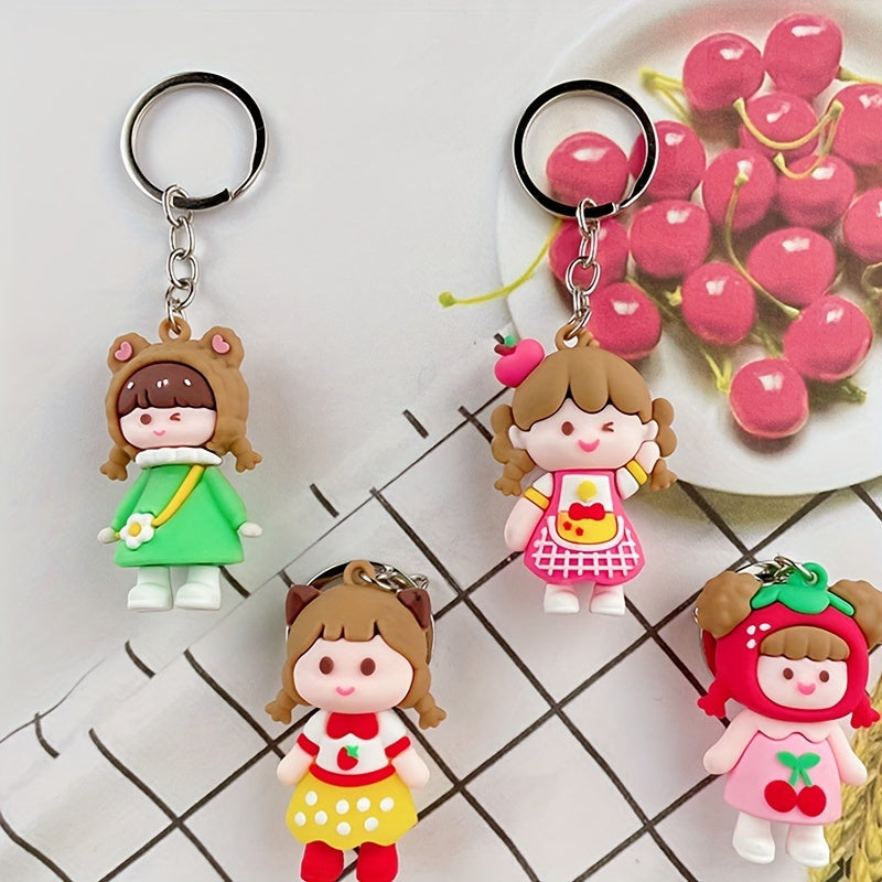 3D Ponytail Girl Doll Keychain Hanging Decoration