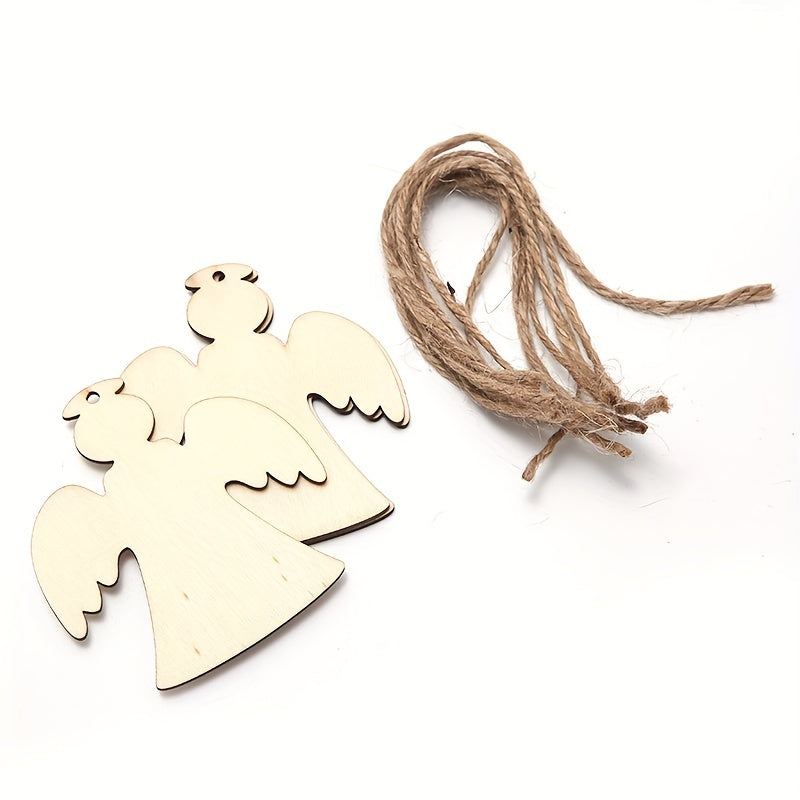 10pcs Wooden Crafts Christmas Snowflake Small Pendant DIY Wooden Chip