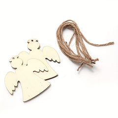 10pcs Wooden Crafts Christmas Snowflake Small Pendant DIY Wooden Chip