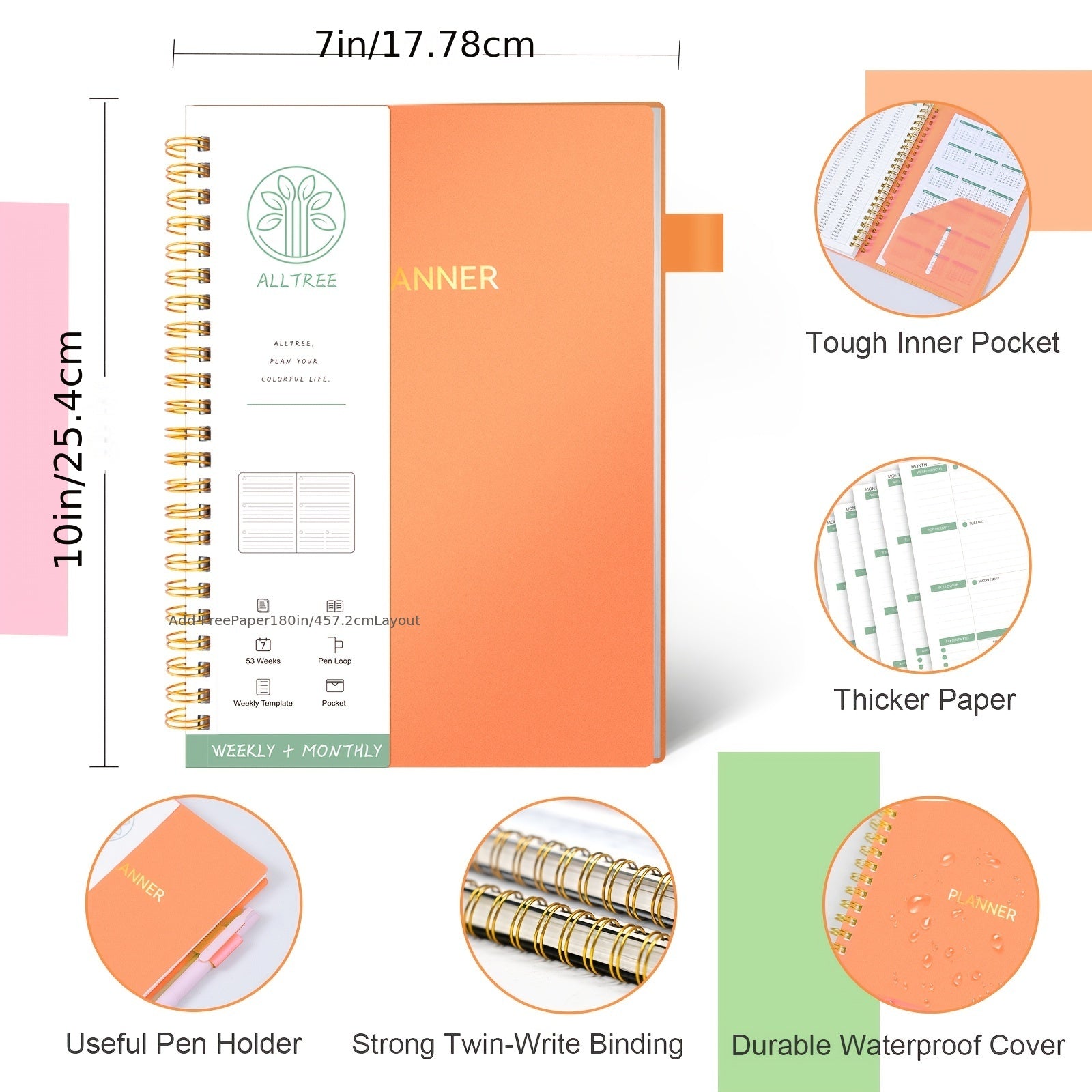 Undated Weekly Planner with Habit Tracker Spiral Notebook