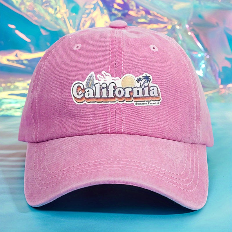 CALIFORNIA Beach Printed Baseball Cap Cotton Washed Distressed Dad Hat