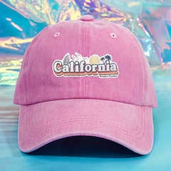 CALIFORNIA Beach Printed Baseball Cap Cotton Washed Distressed Dad Hat