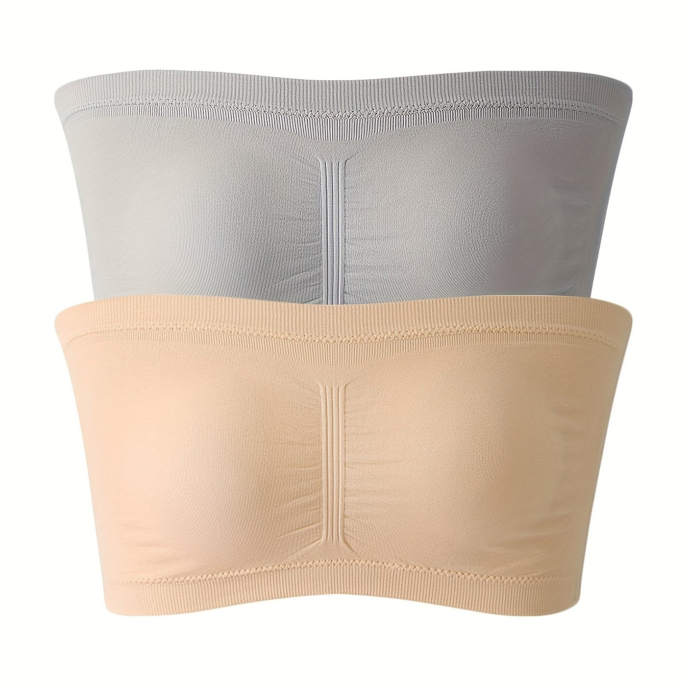 2pcs Strapless Bandeau Bras Soft & Stretch Everyday Women's Bra