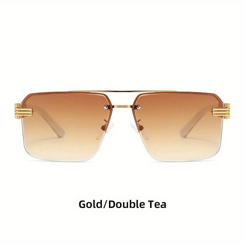 Men's Half Frame Sunglasses Floral Pattern Square Frame Plastic Glasses