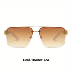 Men's Half Frame Sunglasses Floral Pattern Square Frame Plastic Glasses