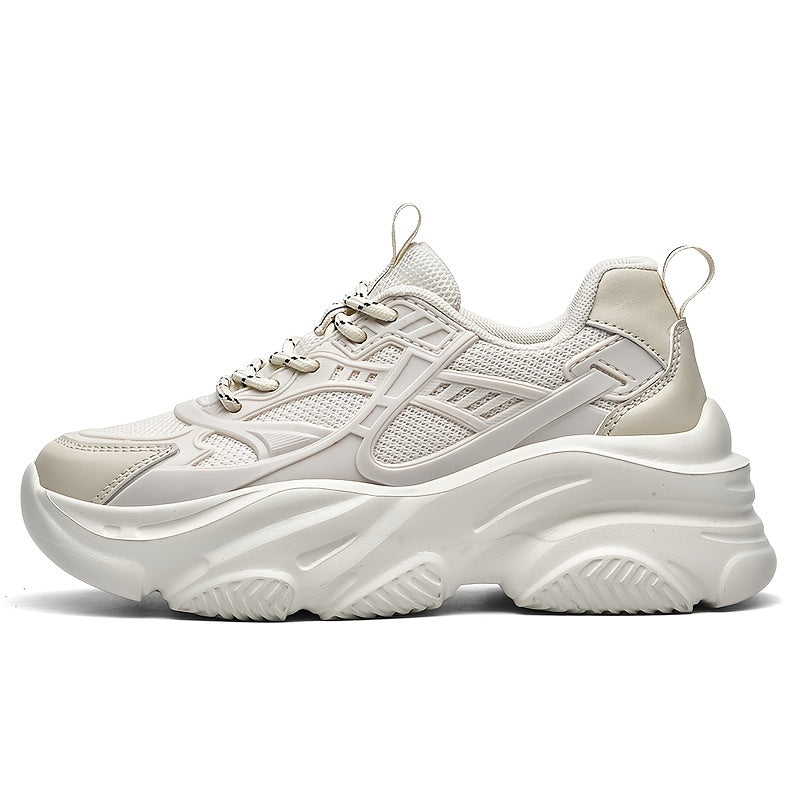 Women's Heightened Running Shoes Mesh Lightweight Lace Up Chunky Sneakers