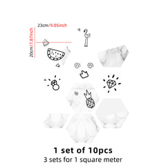 10pcs Geometric Flowers Hexagon Tile Stickers Waterproof Self-adhesive