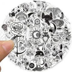 Gothic Doodle Stickers - 50 Sheets - Water Cups, Luggage, Notebooks