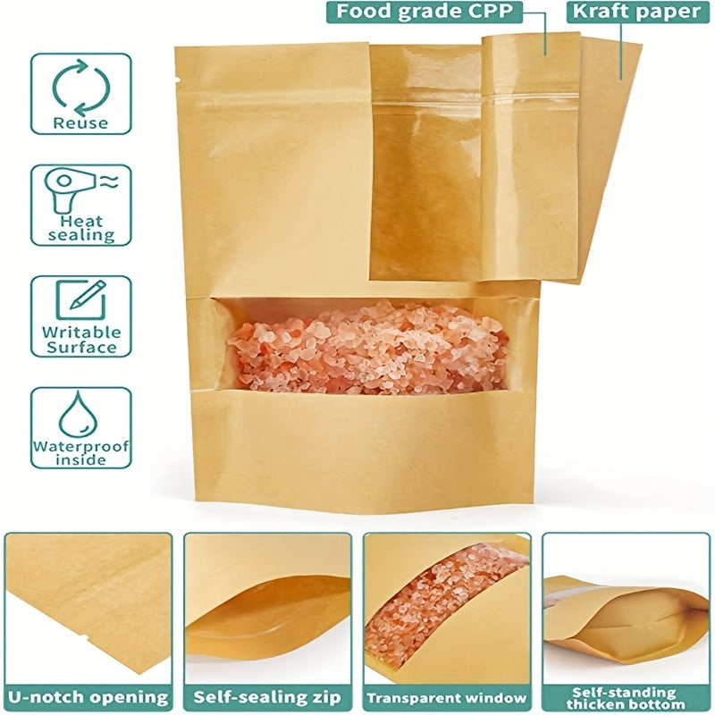 100pcs Zipper Bags With Window And Tear Opening Food Storage Bag