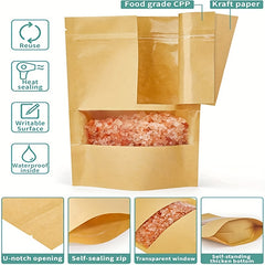 100pcs Zipper Bags With Window And Tear Opening Food Storage Bag