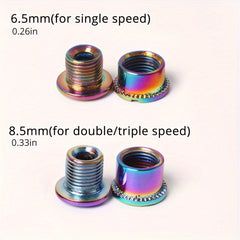 4PCS Titanium Plated Bike Chainring Bolts 6.5 8.5mm Crank Screw