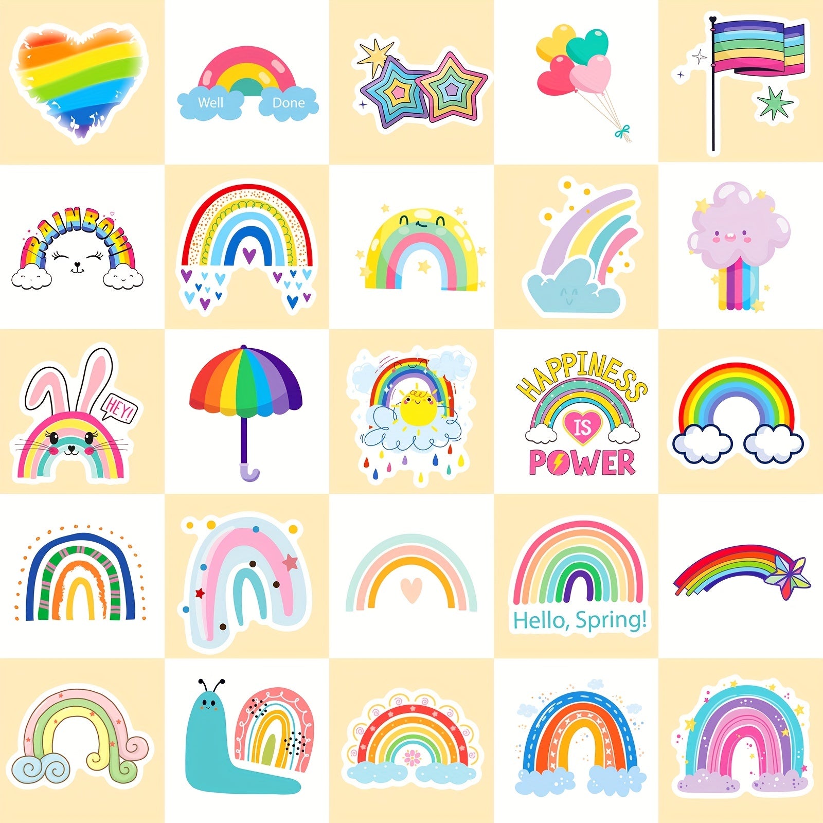 50pcs Rainbow Waterproof DIY Stickers for Water Bottle Laptop Phone Skateboard