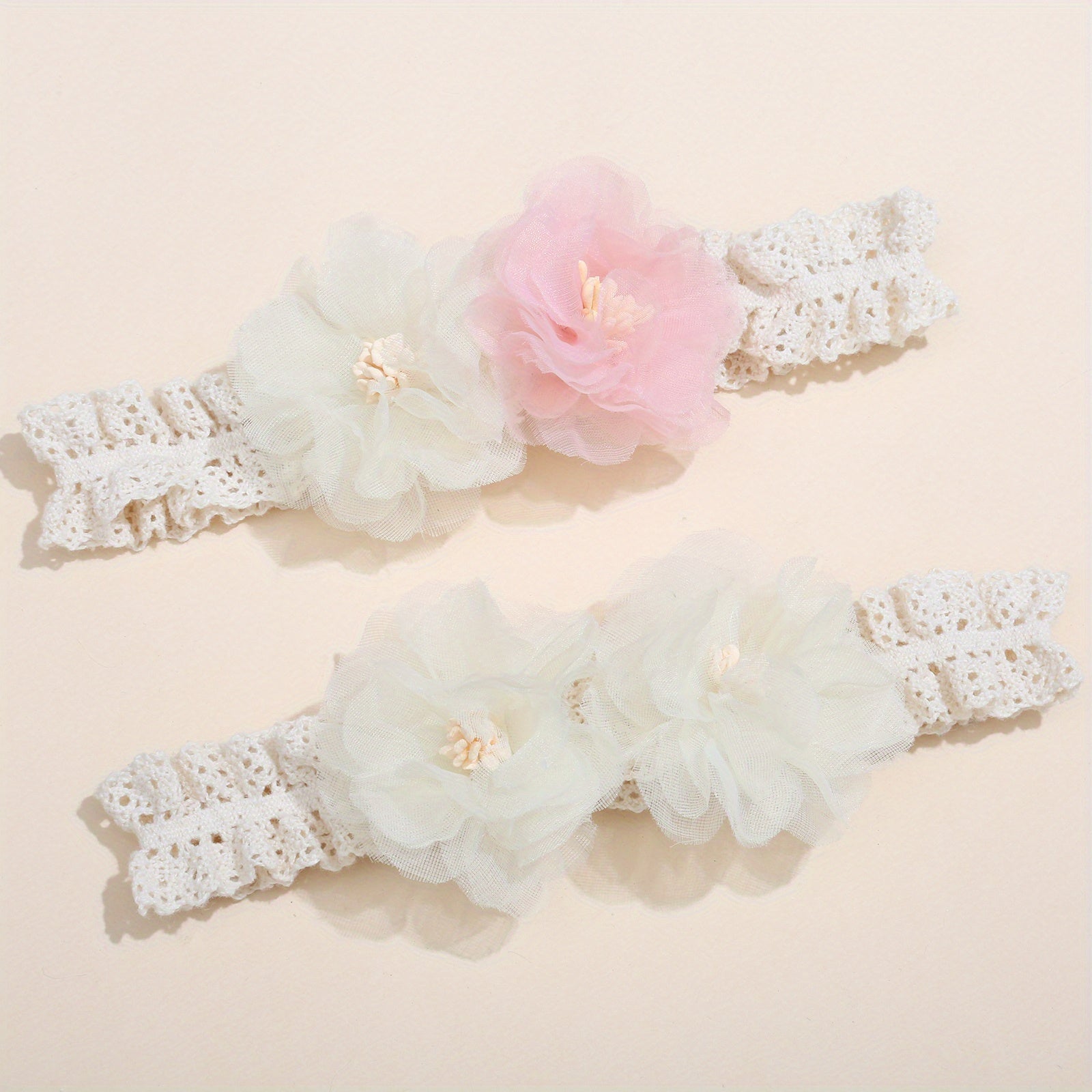 3pcs Artificial Flower Elastic Headband Hair Accessories for Baby Girls