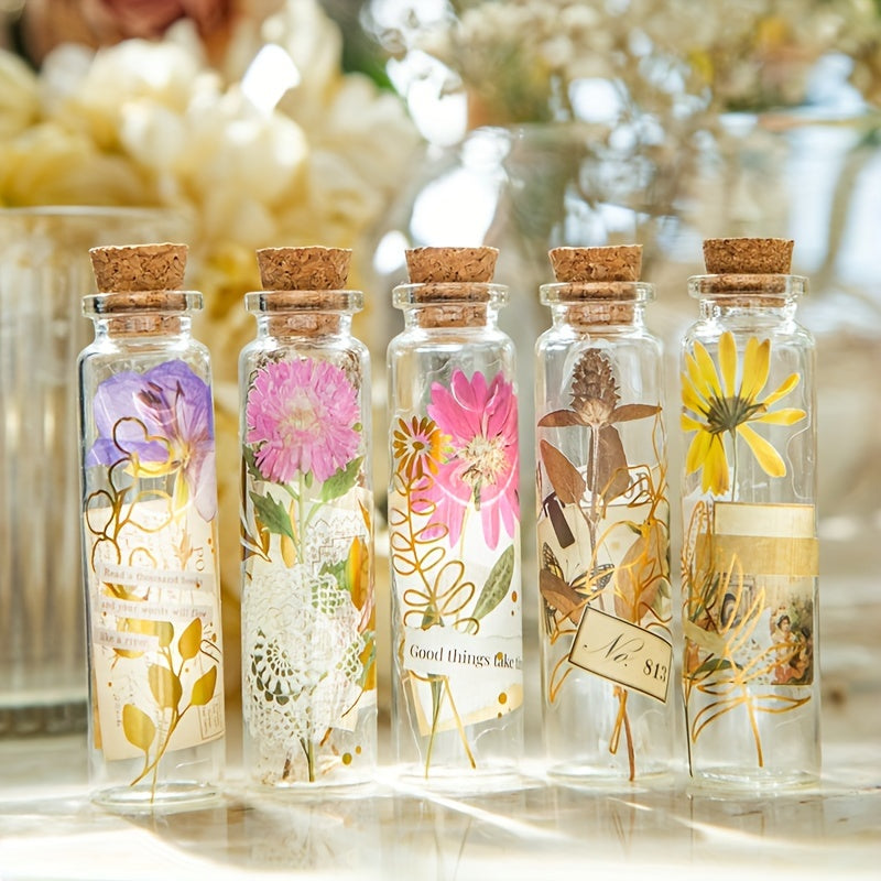 30pcs Literary Flower Bronzing Stickers for Romantic Decoration
