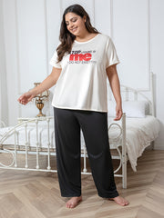 Letter Graphic Tee & Pants Pajama Set