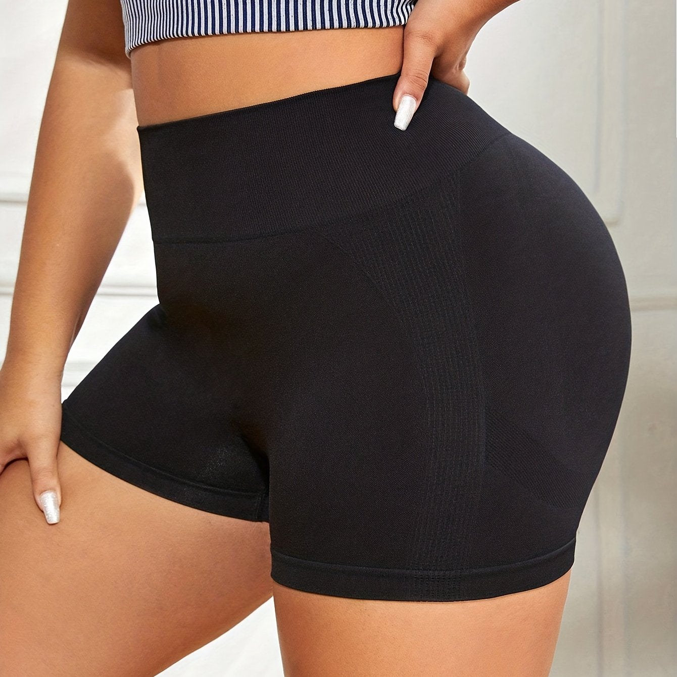 Sports Shorts Women's Plus Solid Hip Lifting High Rise