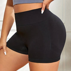 Sports Shorts Women's Plus Solid Hip Lifting High Rise