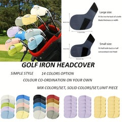 14 Colors DIY Golf Iron Cover Club Cap Double Material Protective Cover