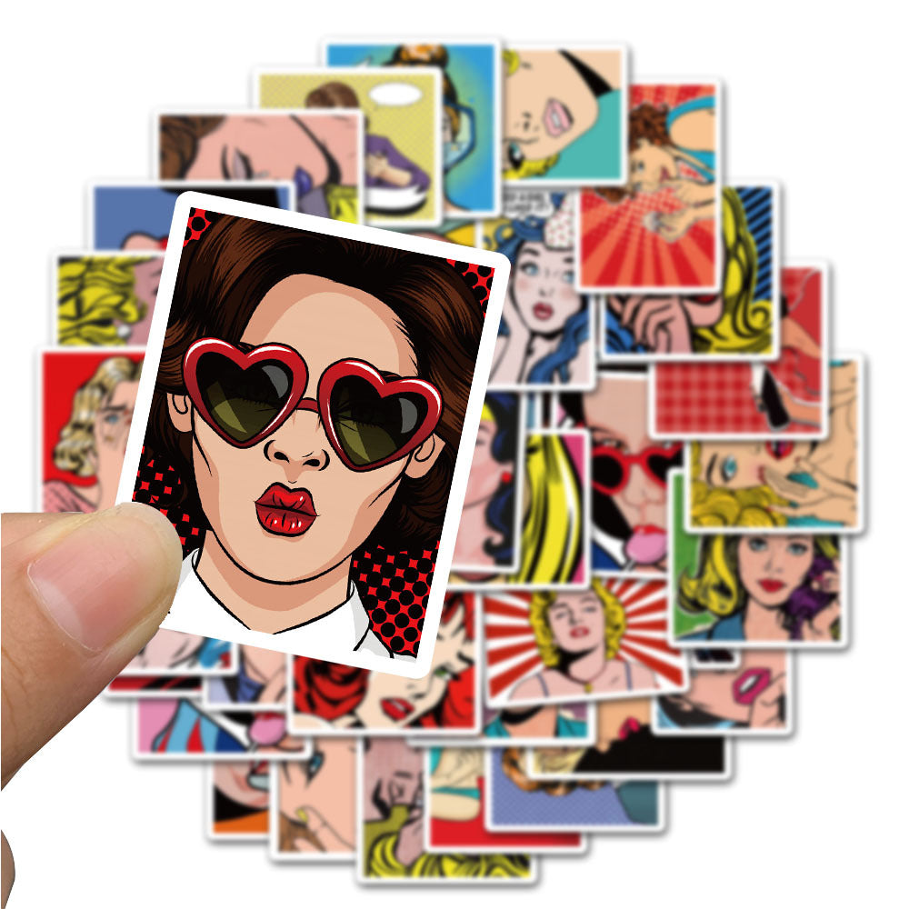 50pcs Pop Style Comic Character Stickers - Phone Cup Computer Decor