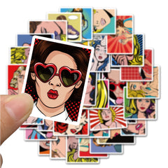 50pcs Pop Style Comic Character Stickers - Phone Cup Computer Decor