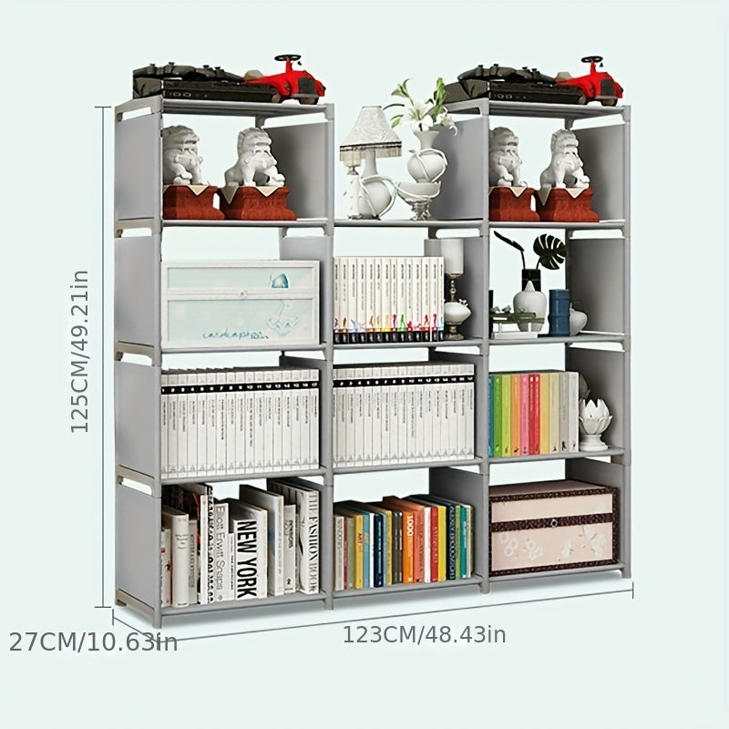 Modern Double Row Bookshelf Steel Tube Combination Shelf Organizer