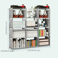 Modern Double Row Bookshelf Steel Tube Combination Shelf Organizer