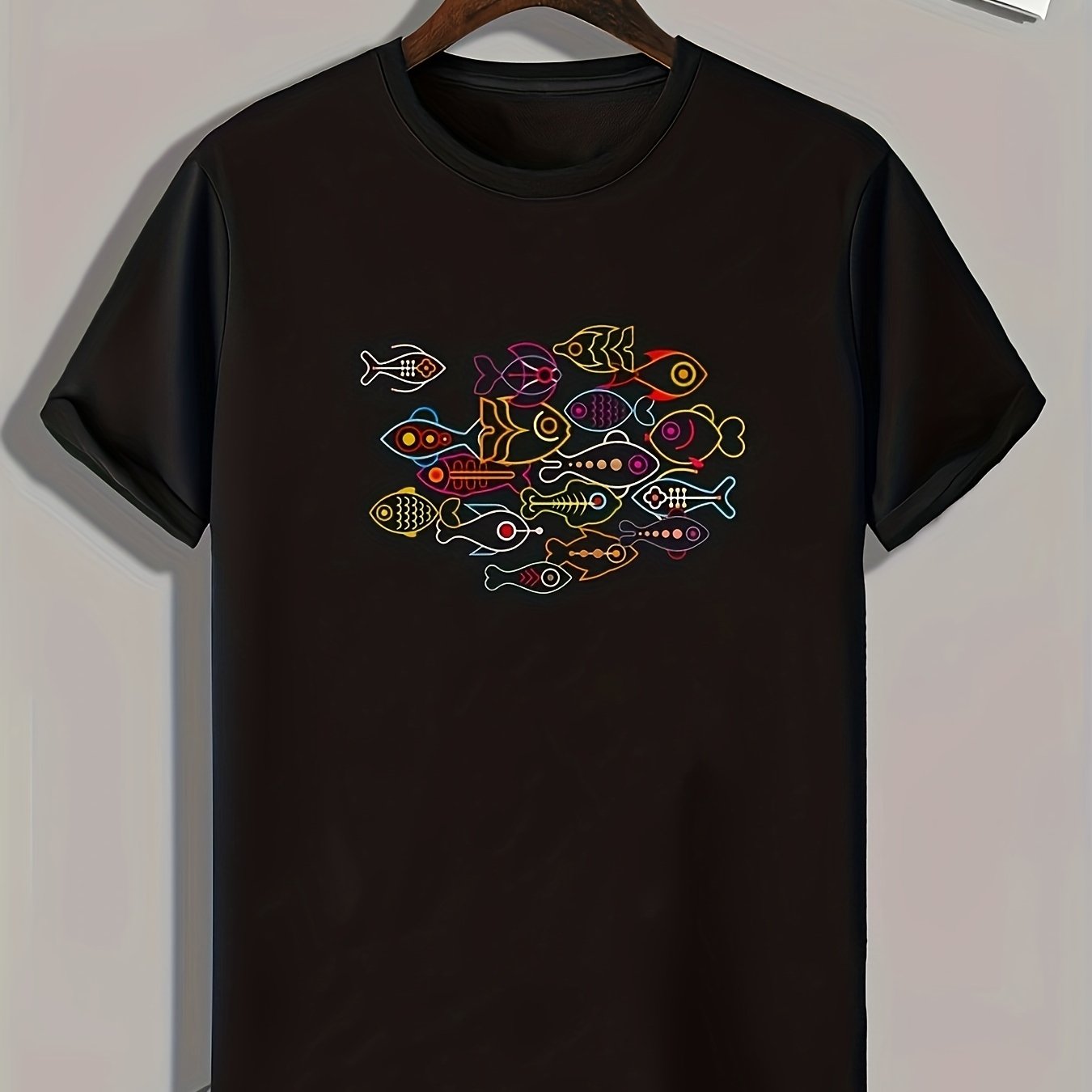 Fish Print Men's Graphic T shirt Casual Tee For Summer