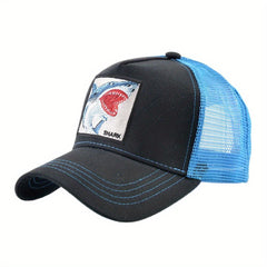 Shark Embroidery Patch Mesh Trucker Hat Lightweight Sunshade Dad Cap