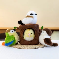 2pcs Elf Series Bird Plush Toys Sparrow & Parrot Avian Dolls