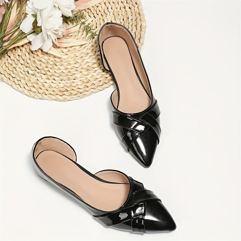 Women's Cut Out Patent Leather Ballet Flats Soft Sole