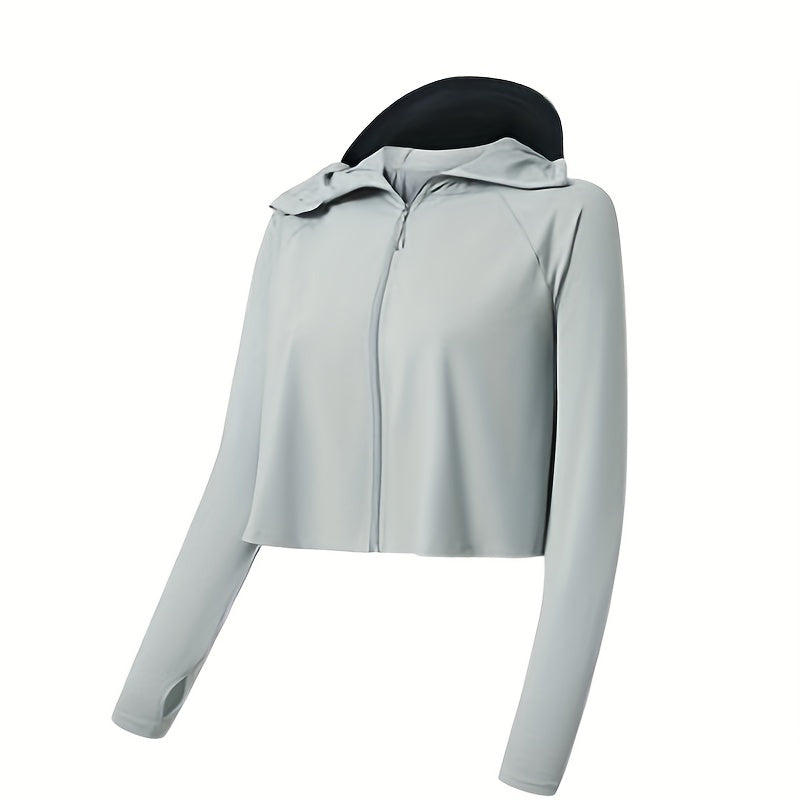 Gray Ice Silk Sun Jacket Hoodie Causal Windproof UV Protection