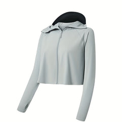 Gray Ice Silk Sun Jacket Hoodie Causal Windproof UV Protection