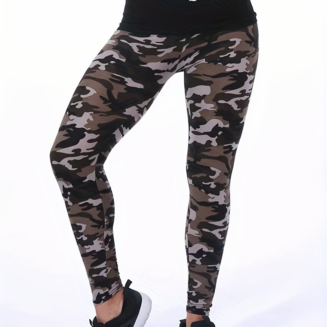 Camo Print High Waist Crop Pants Yoga Fitness Workout Outwear