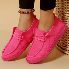 Women's Flying Woven Boat Shoes Lace-Up Slip-On Sneakers