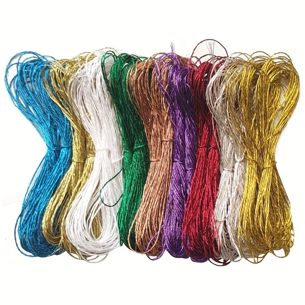 18 Metallic Embroidery Thread Cross Stitch Floss Decorative Sewing 9 Colors