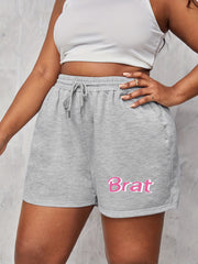 Women's Plus Letter Print Drawstring Casual Shorts