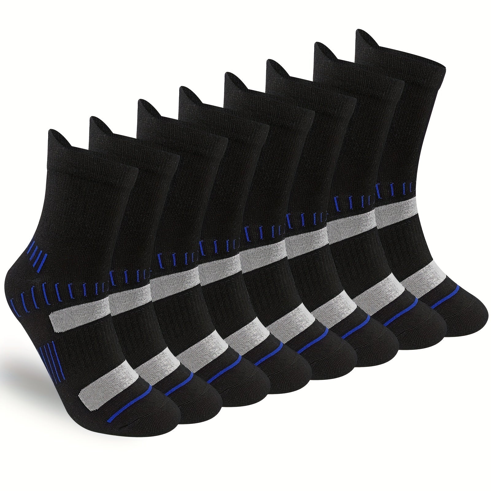 Outdoor Moisture Wicking Mid Calf Socks 8 Pairs