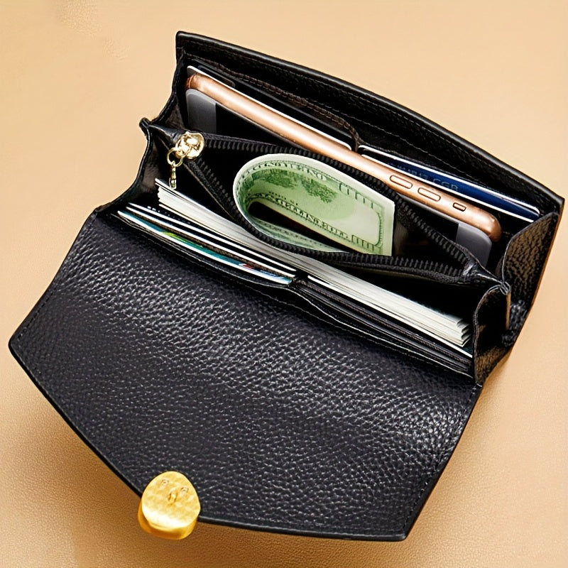 Casual Leather Wallets with Snap Closure - Crocodile Embossed