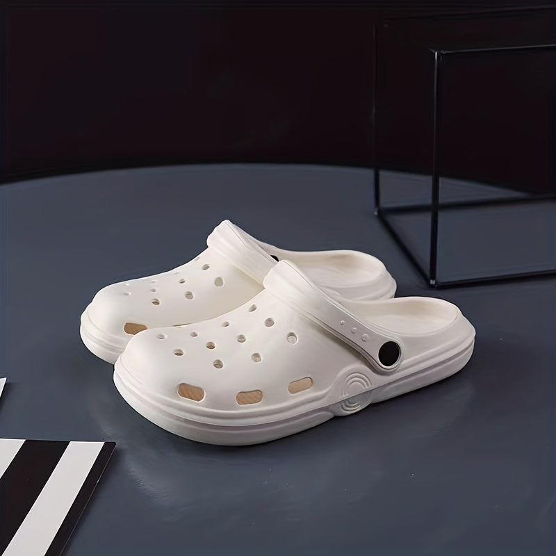Women's Solid Garden Clogs Hollow Out Closed Toe Slide Shoes